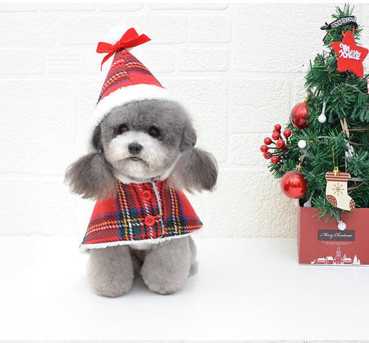 Festive Knitted Turtleneck Dog Sweater - Cozy Christmas Red Plaid Pet Winter Coat-0