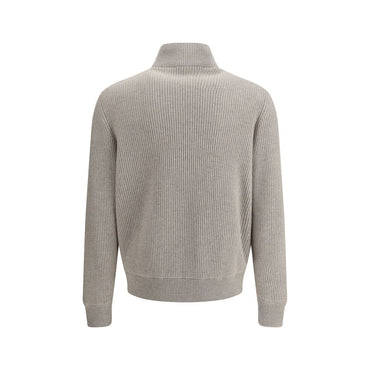 Brunello Cucinelli Gray Leather Jacket