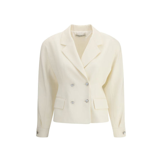 Alessandra Rich Cream Fleece Wool Blazer