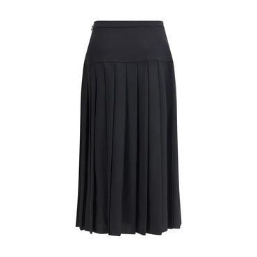 Alessandra Rich Black Fleece Wool Midi Skirt