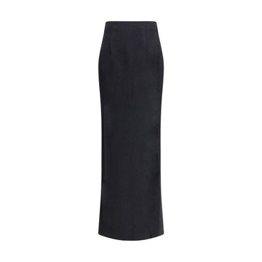 Alessandra Rich Black Fleece Wool Long Skirt