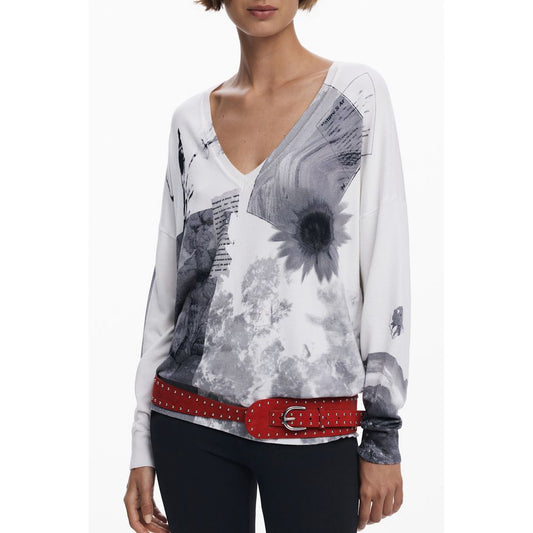 Desigual White Viscose Sweater