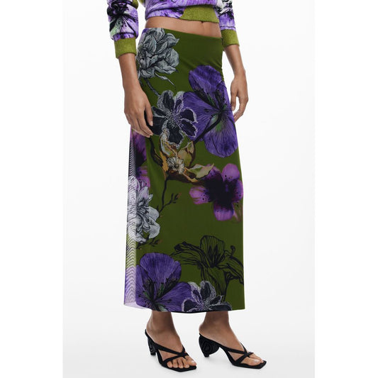 Desigual Verde Polyester Women Skirt with Elastic Waist