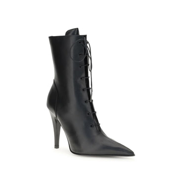 Alexander McQueen Black Calf Leather Bos Taurus Lace-Up Boots