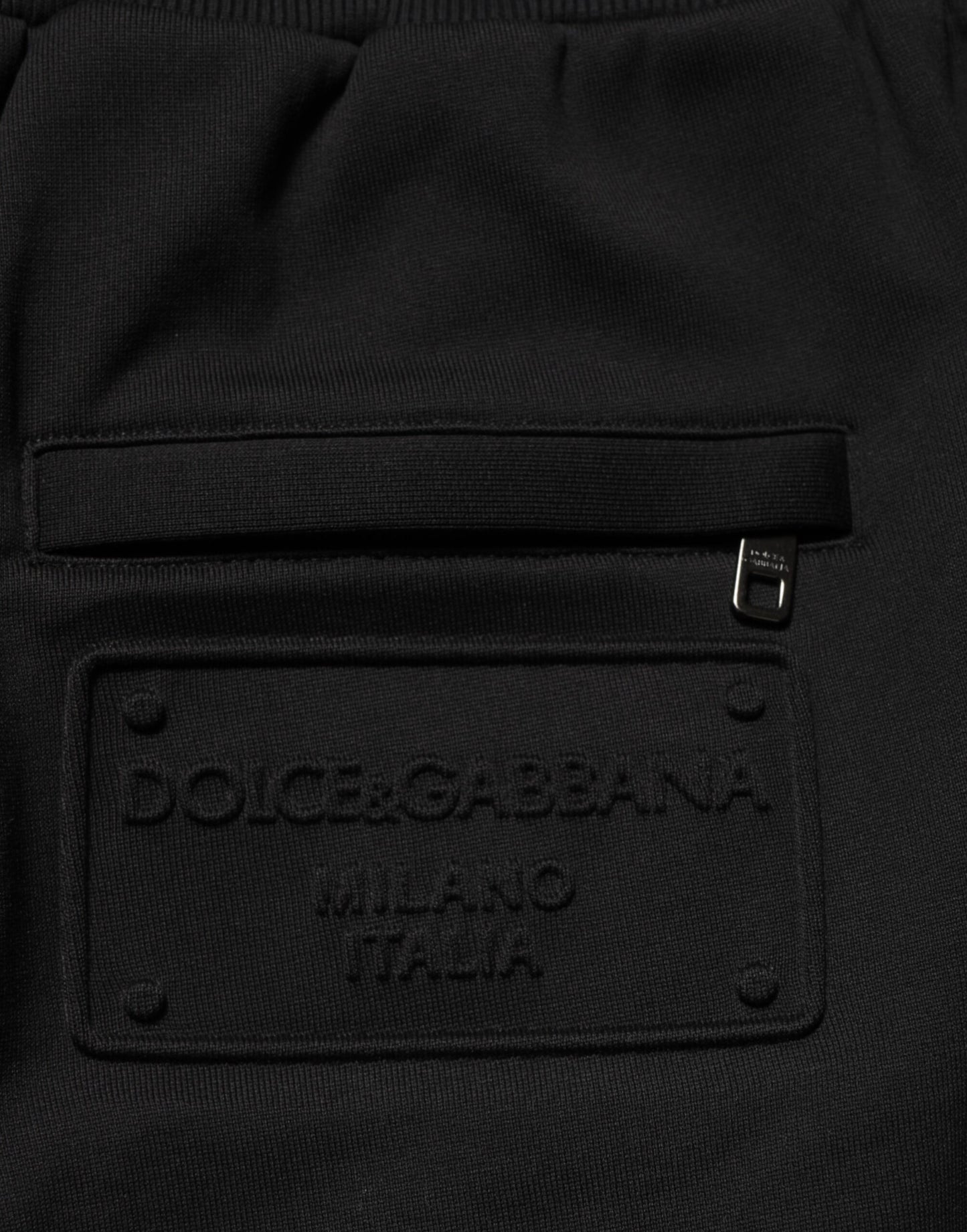 Dolce & Gabbana Black Cotton Drawstring Logo Sweatpants Pants