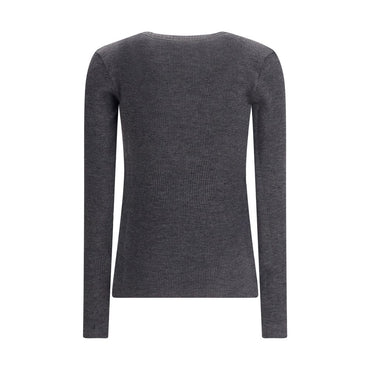 Brunello Cucinelli Gray Wool Long Sleeve T-Shirt