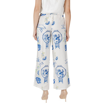 ICHI White Viscose Casual Pants