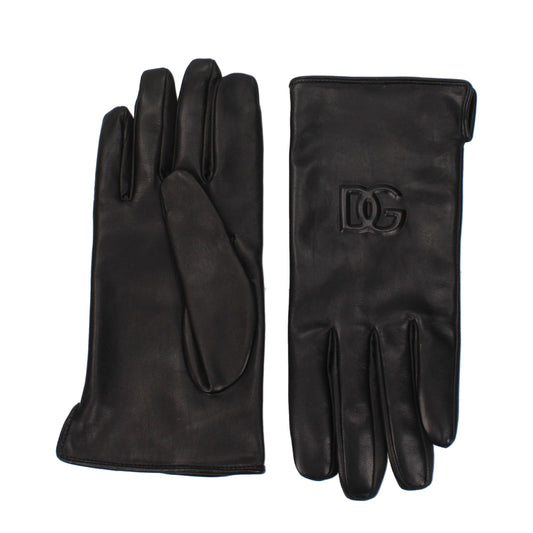 Dolce & Gabbana Black Leather Gloves