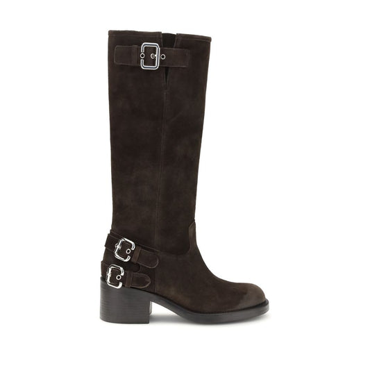 Chloé Brown Calf Leather Bos Taurus Lace-Up Boots