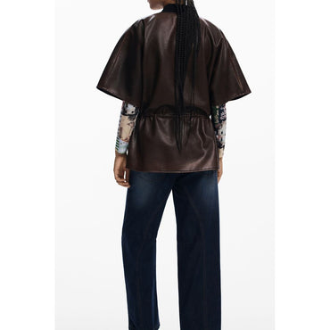 Desigual Burgundy Polyurethane Women Poncho