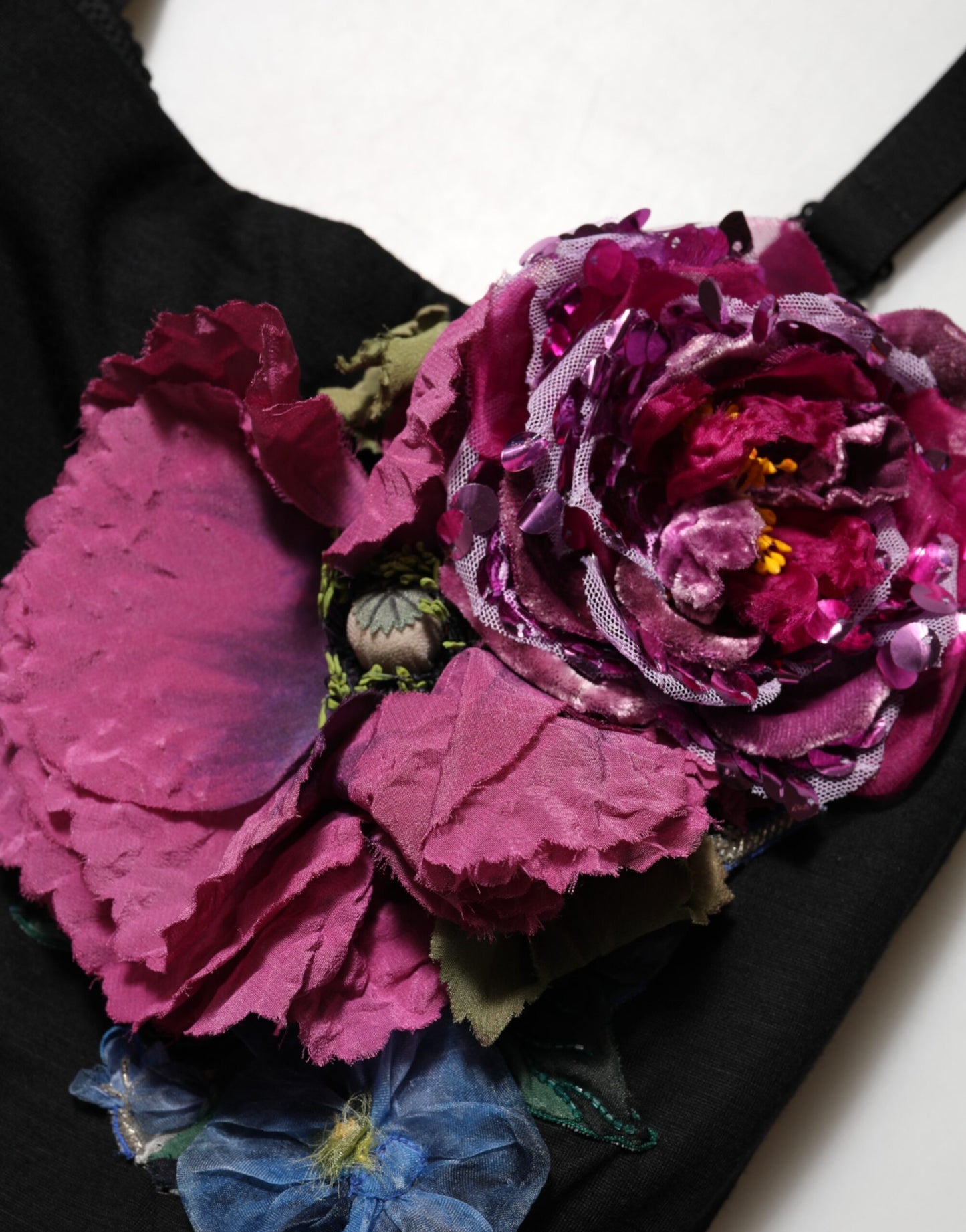 Dolce & Gabbana Black Flower Applqies Bodycon Sheath Dress