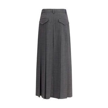 Brunello Cucinelli Gray Polyester Long Skirt