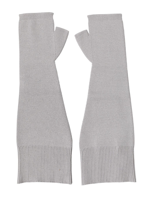 Dolce & Gabbana Gray Virgin Wool Knitted Fingerless Men Gloves