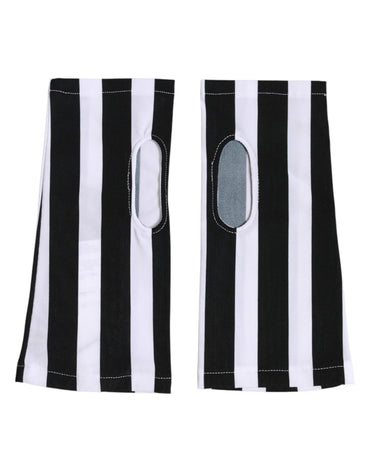Dolce & Gabbana Black White Nylon Fingerless Wrist Length Gloves