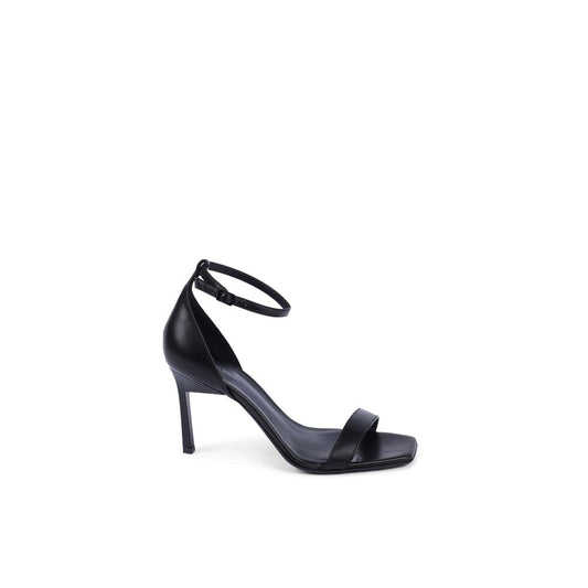 Calvin Klein Black Leather Stiletto Heel Sandals
