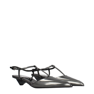 Prada Gray Leather Sandals