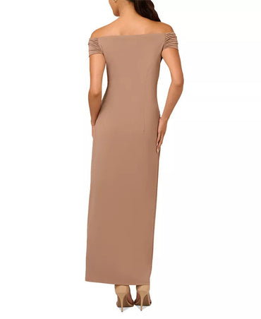 Adrianna Papell Off-The-Shoulder Long Column Dress-1