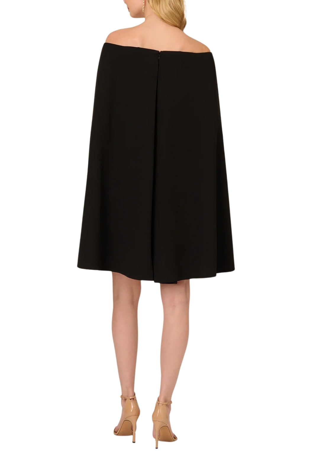 Adrianna Papell Off Shoulder Cape Sheath Crepe Dress-3