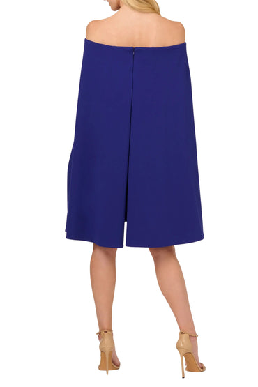 Adrianna Papell Off Shoulder Cape Sheath Crepe Dress-1