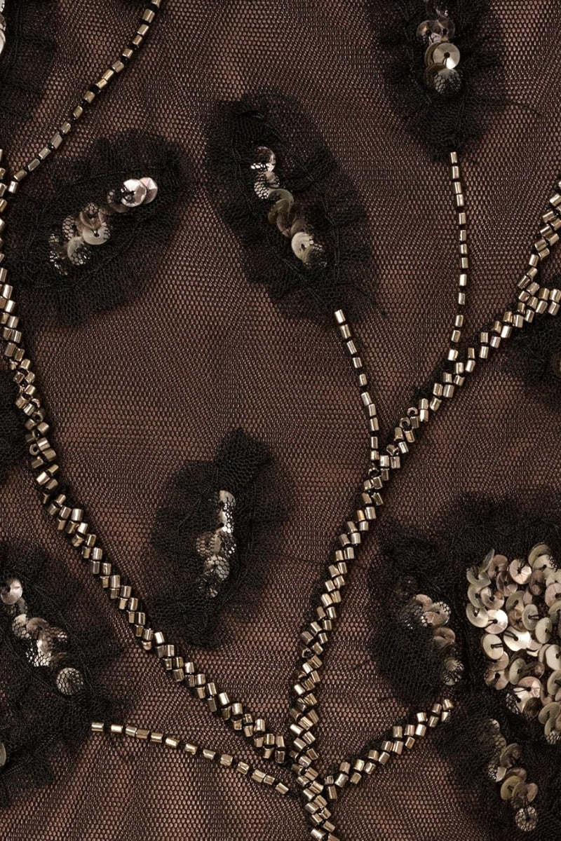 Adrianna Papell Beaded Knit Mesh Sequin Column Waist With Belt-Style Beading Dress-2