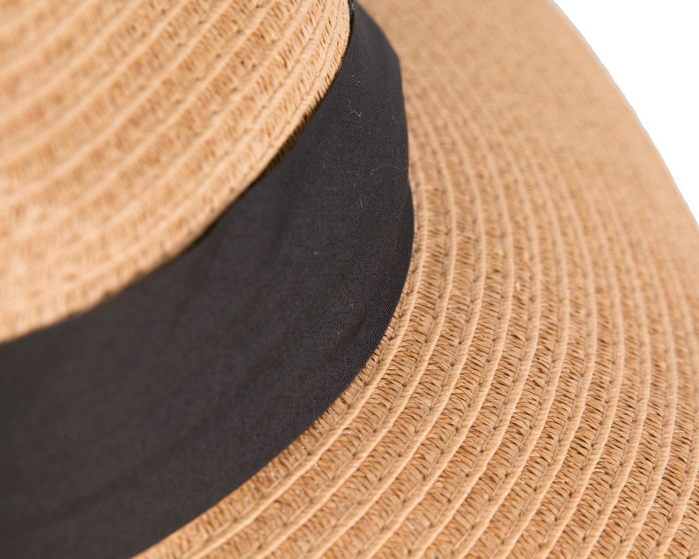 Unisex Black Wide Brim Summer Fedora Hat AV61674MC
