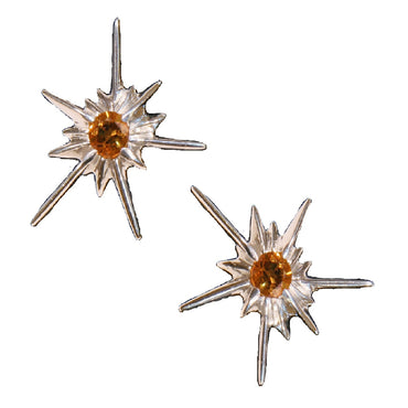 Star Earrings-Solid Stars-Sterling with Semi Precious Stones-1