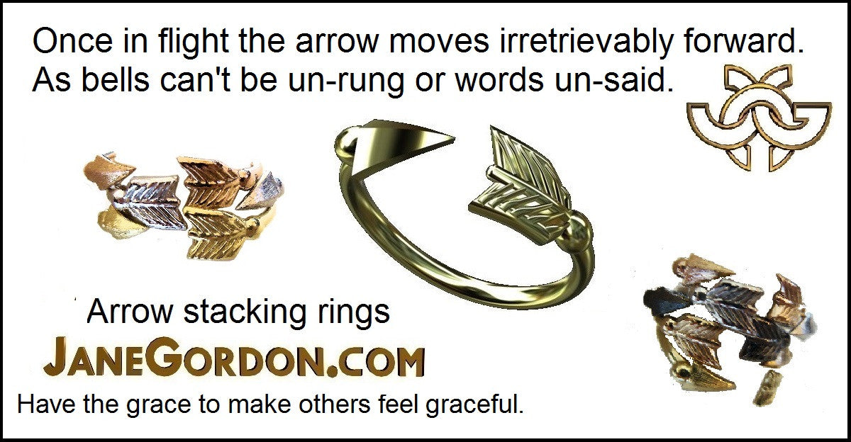 Custom Design: Arrow Stacking Rings- Sterling Silver with 18K: White, green, rose, yellow