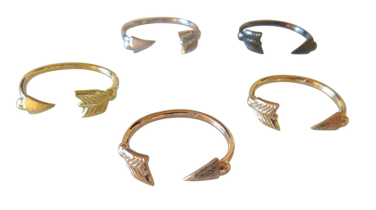 Custom Design: Arrow Stacking Rings- Sterling Silver with 18K: White, green, rose, yellow