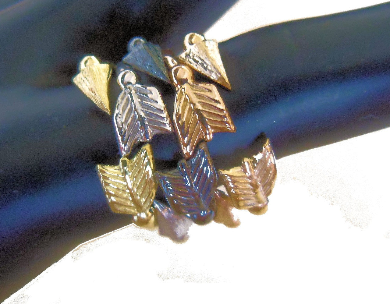Custom Design: Arrow Stacking Rings- Sterling Silver with 18K: White, green, rose, yellow