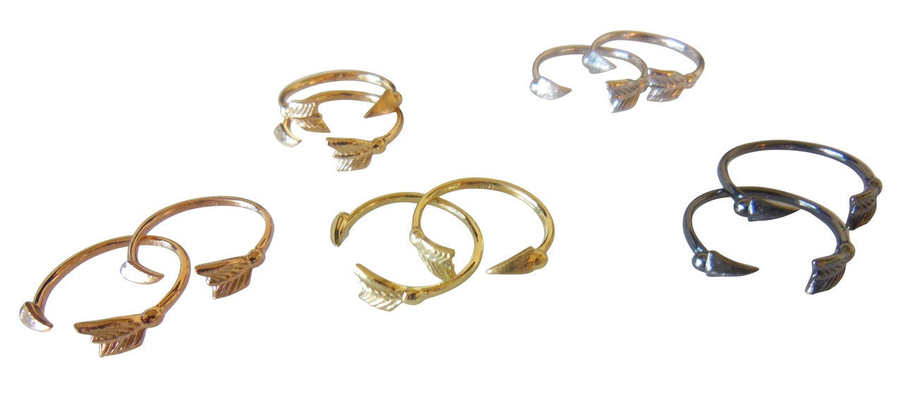 Custom Design: Arrow Stacking Rings- Sterling Silver with 18K: White, green, rose, yellow