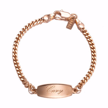 18ct Heavy Rose Gold Plated Baby ID Bracelet with Parrot Clasp - USA Made-1