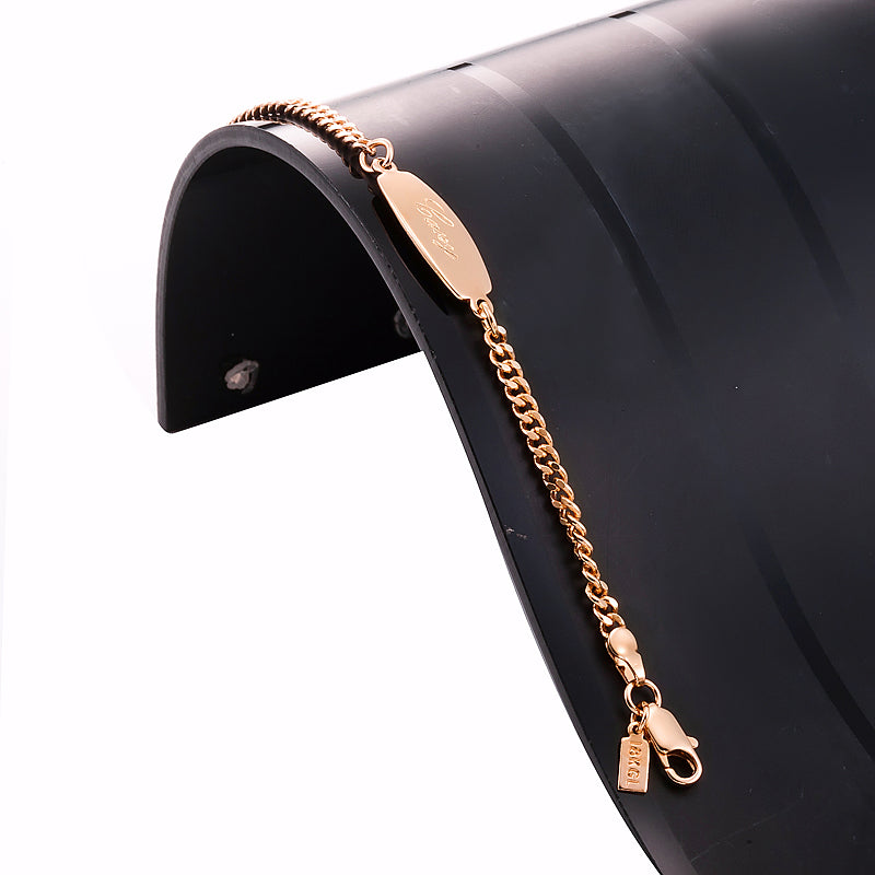 18ct Heavy Rose Gold Plated Baby ID Bracelet with Parrot Clasp - USA Made-2