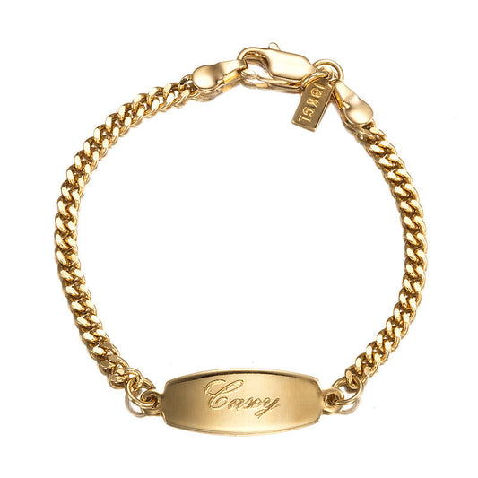 18ct Heavy Yellow Gold Plated Baby ID Bracelet with Parrot Clasp - USA Made-0