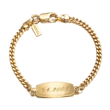 18ct Heavy Yellow Gold Plated Baby ID Bracelet with Parrot Clasp - USA Made-1