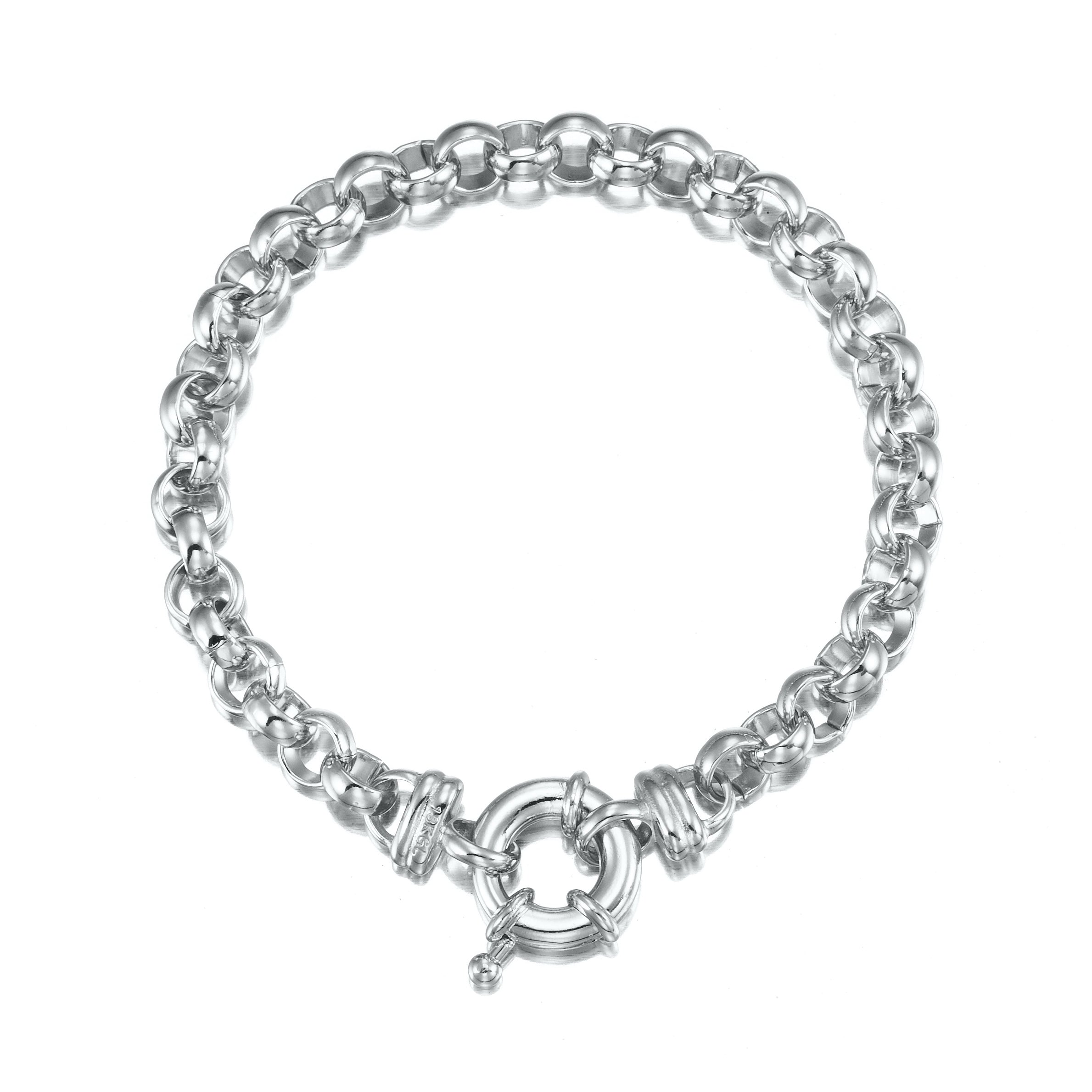 925 Sterling Silver Plated Belcher Chain Bracelet with Bolt Clasp-0