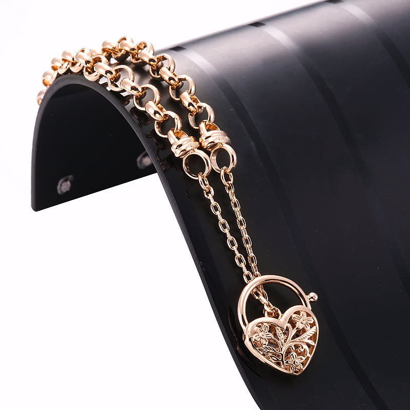 18ct Heavy Rose Gold Plated 6mm Belcher Chain Bracelet with a Filigree Locket- USA Made-2