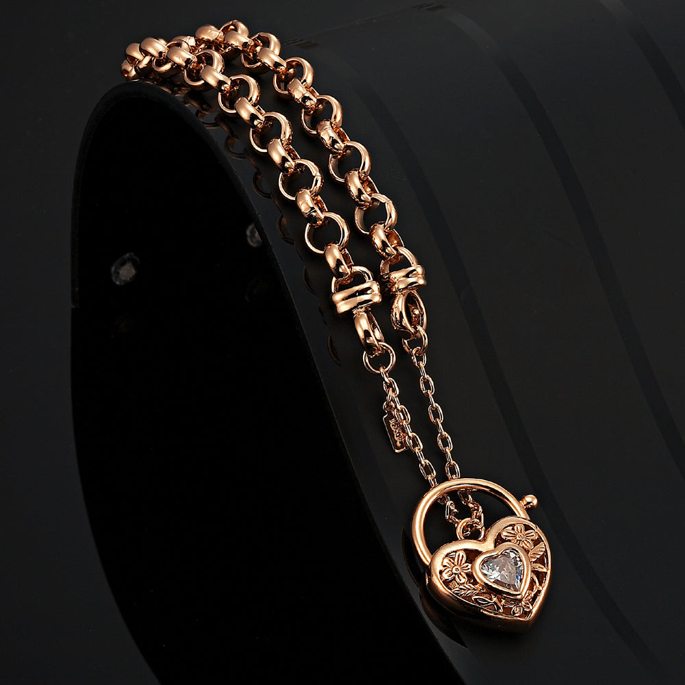 18ct Heavy Rose Gold Plated 6mm Belcher Chain Bracelet with a Filigree Locket - USA Made-3