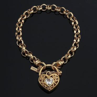 18ct Heavy Yellow Gold Plated 6mm Belcher Chain Bracelet with a Filigree Locket - USA Made-1