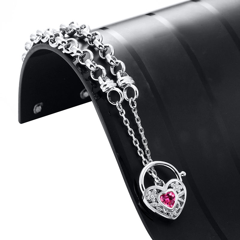 925 Sterling Silver Plated 6mm Belcher Chain Bracelet with a Pink Filigree Locket - USA Made-2