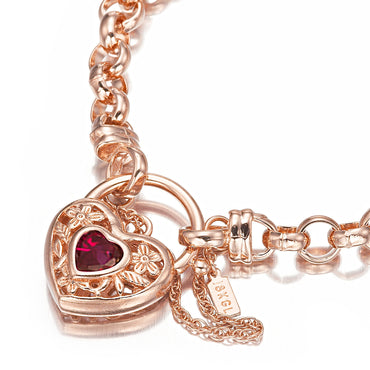 18ct Heavy Rose Gold Plated 6mm Belcher Chain Bracelet with a Filigree Locket - USA Made-1