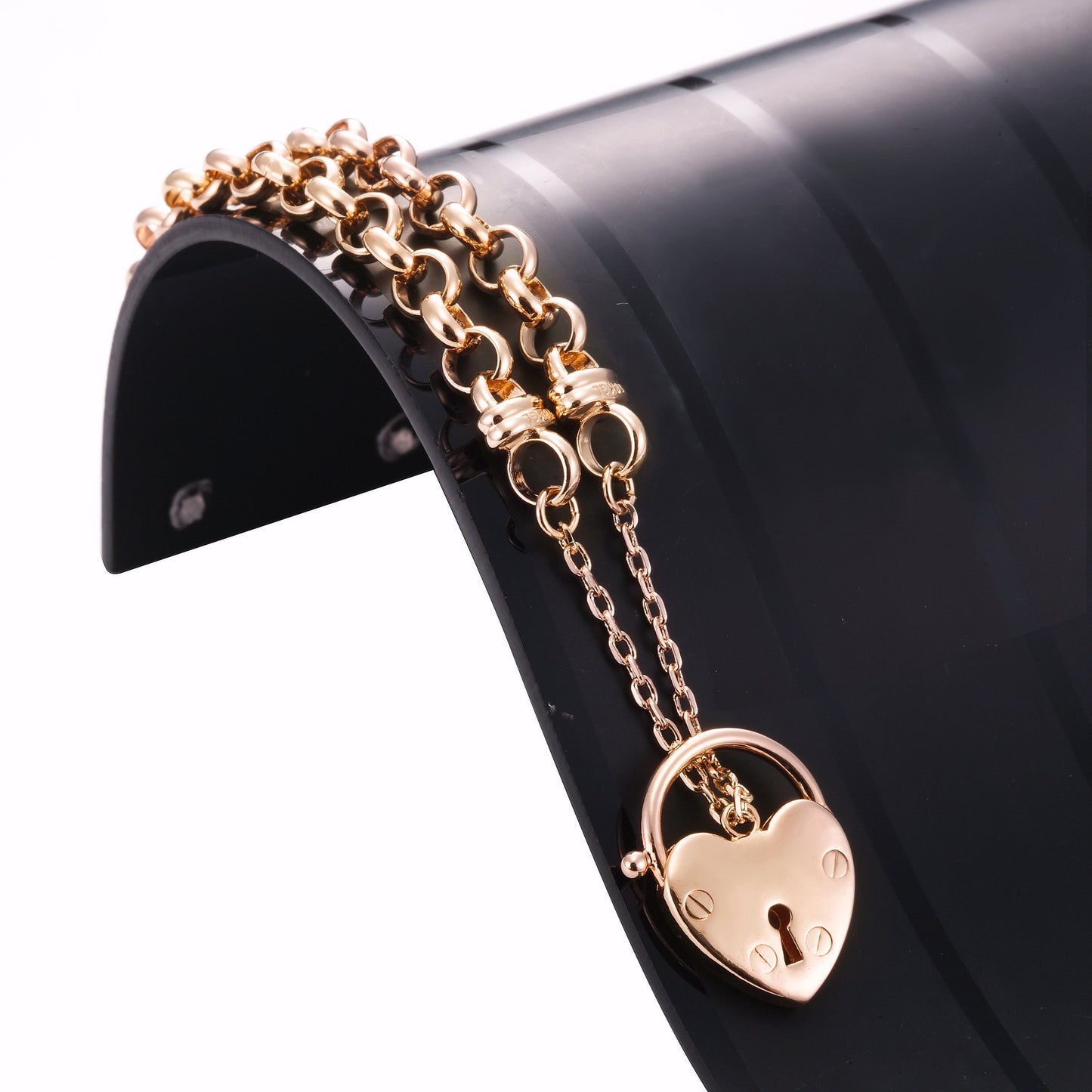 18ct Heavy Rose Gold Plated 6mm Belcher Chain Bracelet Featuring a Plain Locket- USA Made-2