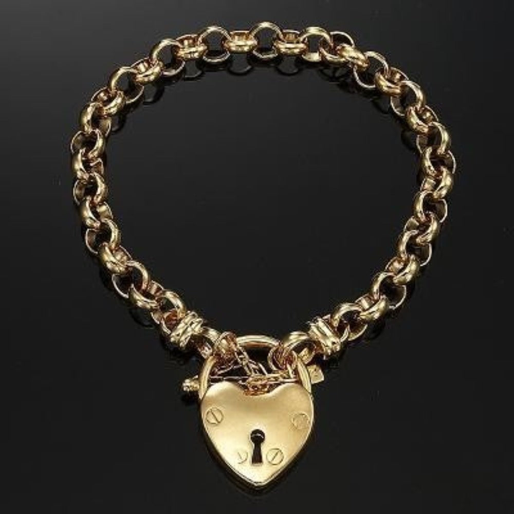 18ct Heavy Yellow Gold Plated 6mm Belcher Chain Bracelet Featuring a Plain Locket- USA Made-3