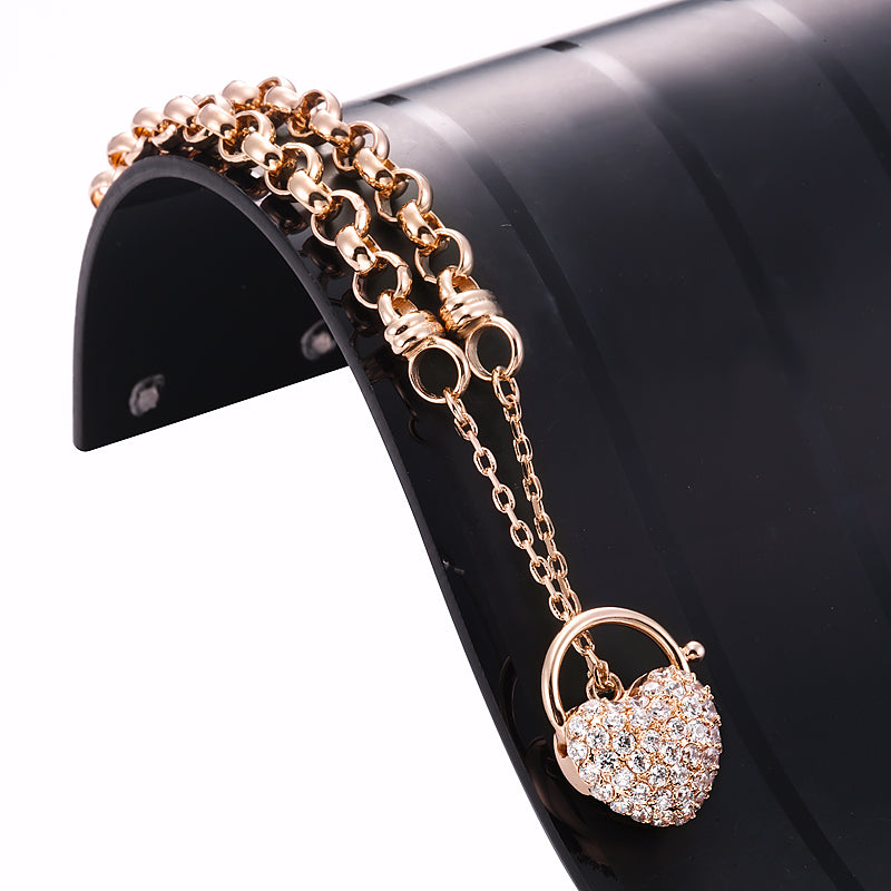 18ct Heavy Rose Gold Plated 6mm Belcher Chain Bracelet Featuring a Simulated Diamond Locket- USA Made-2