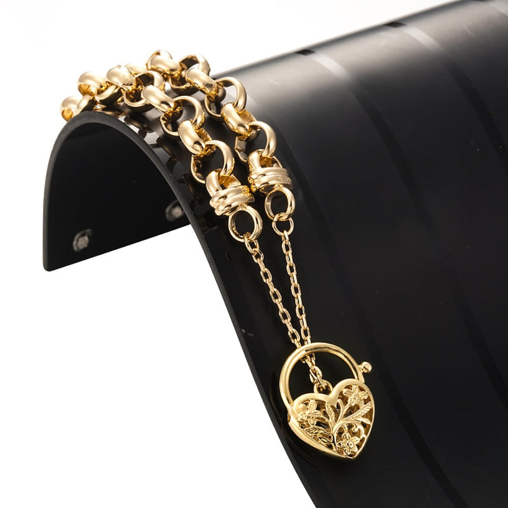 18ct Heavy Yellow Gold Plated 10mm Belcher Bracelet Featuring a Filigree Locket - USA Made-2