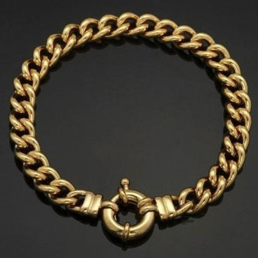 18ct Heavy Yellow Gold Plated Euro Chain Bracelet with Bolt Clasp - USA Made-1