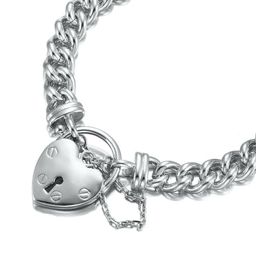 925 Sterling Silver Plated Euro Chain Bracelet Featuring a Plain Locket - USA Made-1