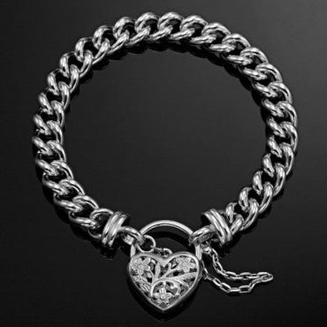 925 Sterling Silver Plated Euro Chain Bracelet with a Filigree Locket - USA Made-1