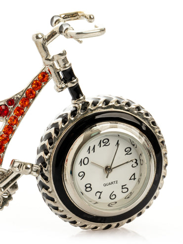 Bicycle clock with Red crystals-1