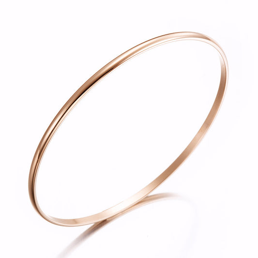 3mm Wide 18ct Heavy Rose Gold Plated Plain Bangle - USA Made-0