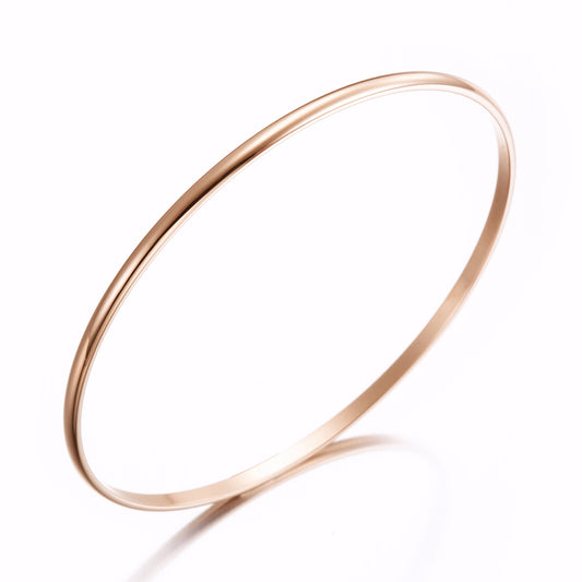 18ct Heavy Rose Gold Plated Plain 3mm Bangle - USA Made-0